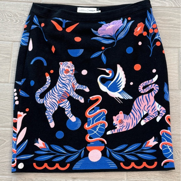 ANTHROPOLOGIE Super Nice Letters Julie Sweater Skirt Tiger Snake Crane XL - Picture 3 of 7